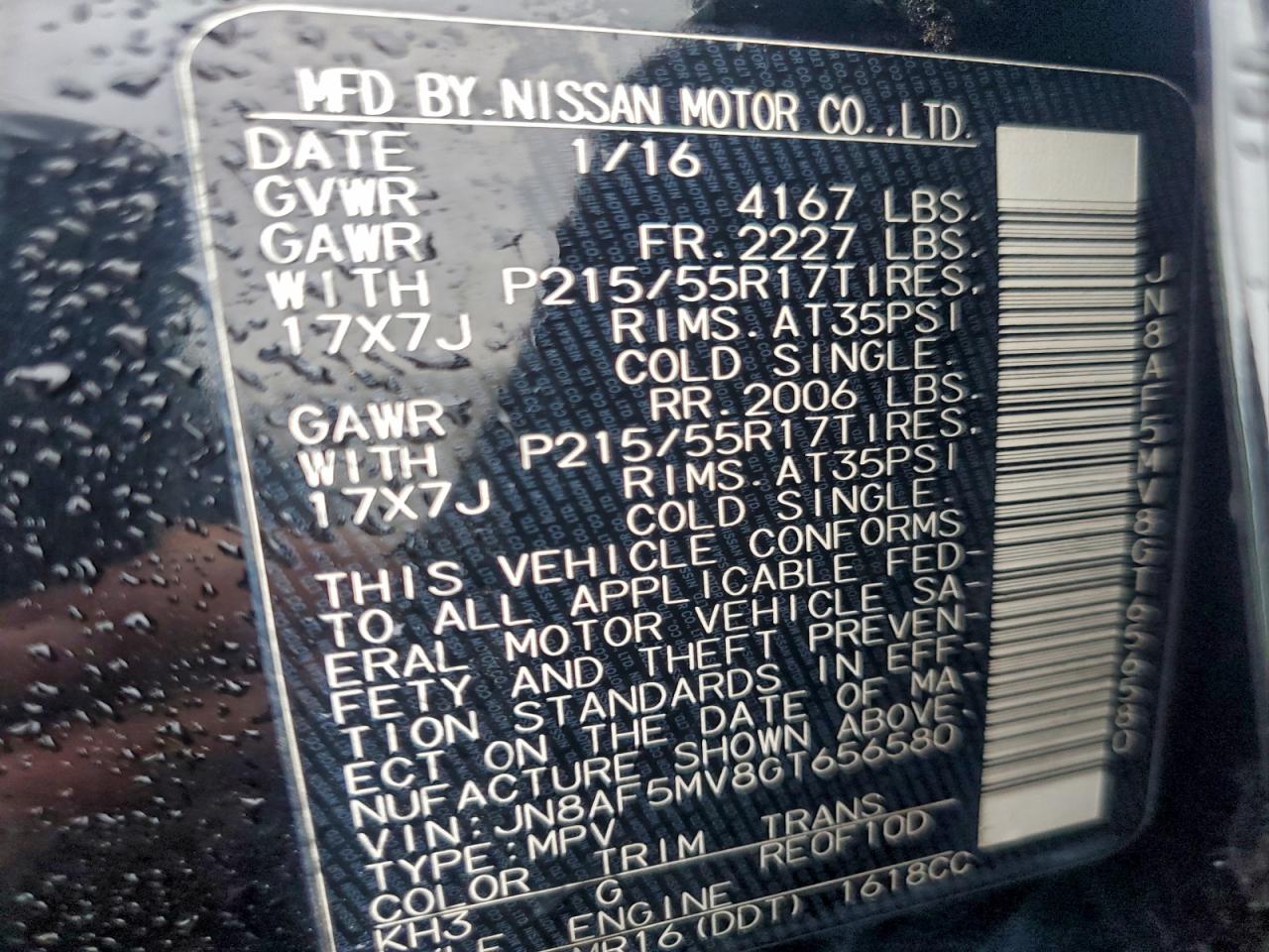 2016 Nissan Juke S VIN: JN8AF5MV8GT656580 Lot: 94436275