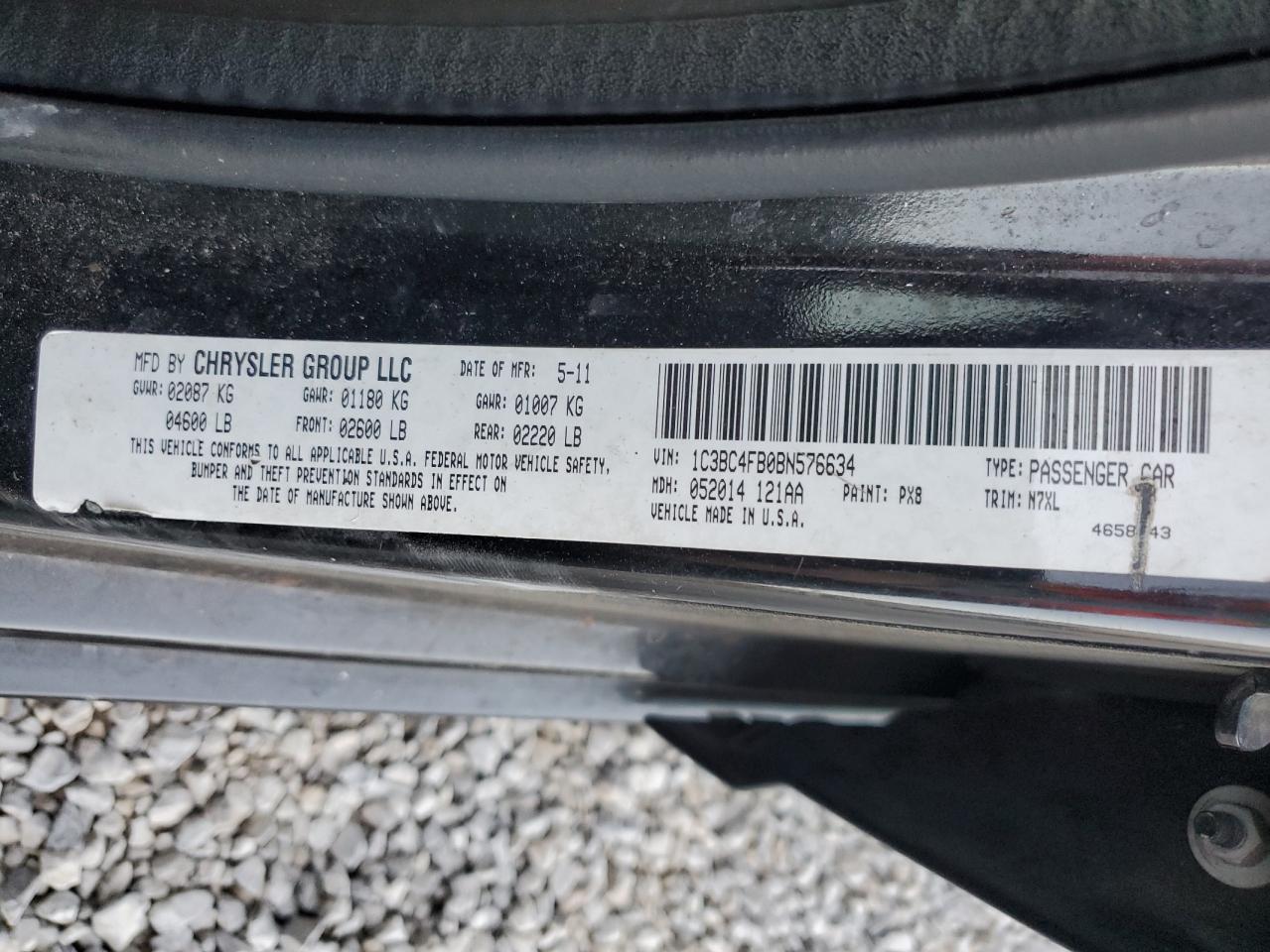 2011 Chrysler 200 Lx VIN: 1C3BC4FB0BN576634 Lot: 91988235