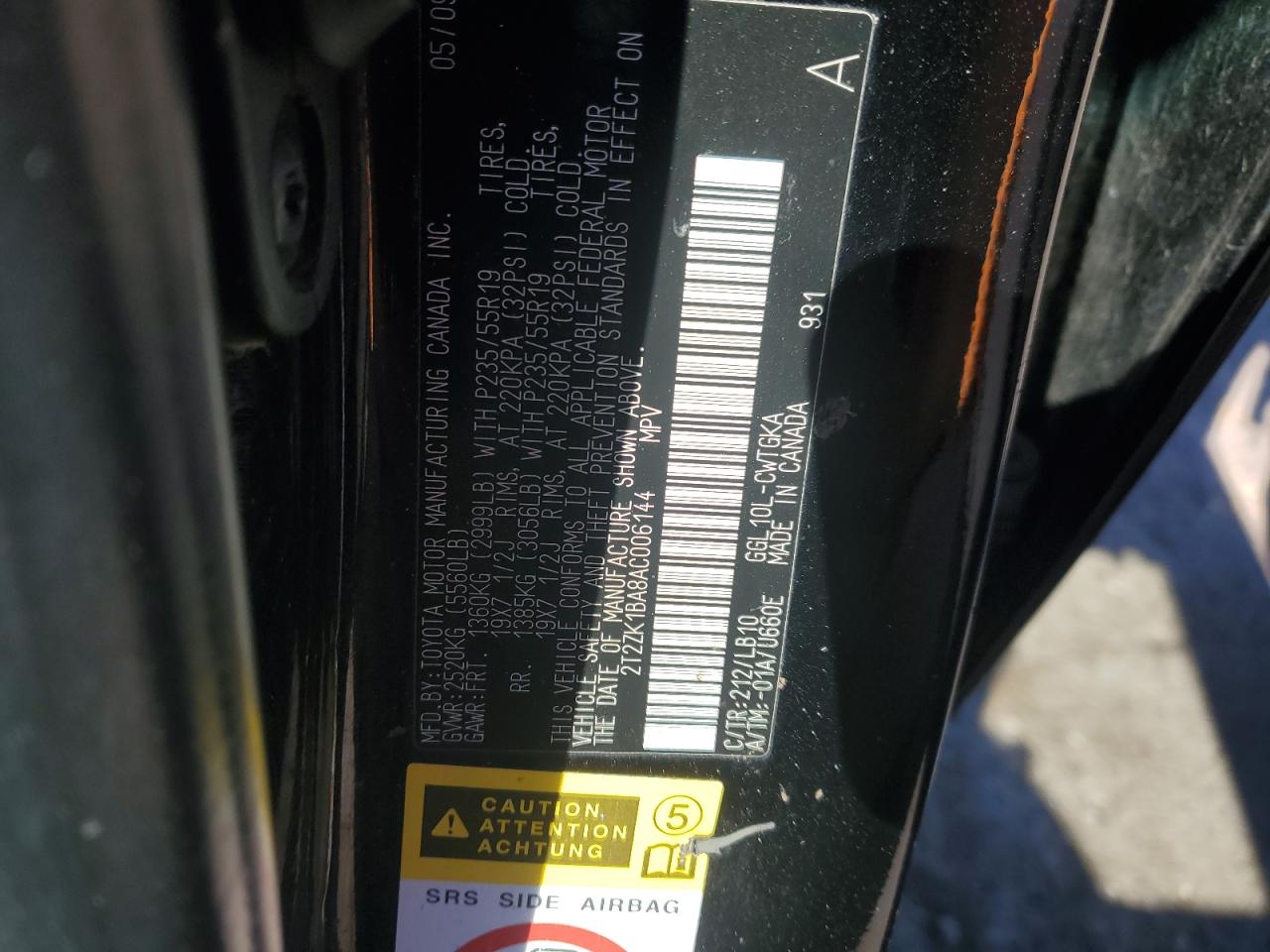 2010 Lexus Rx 350 VIN: 2T2ZK1BA8AC006144 Lot: 92065895