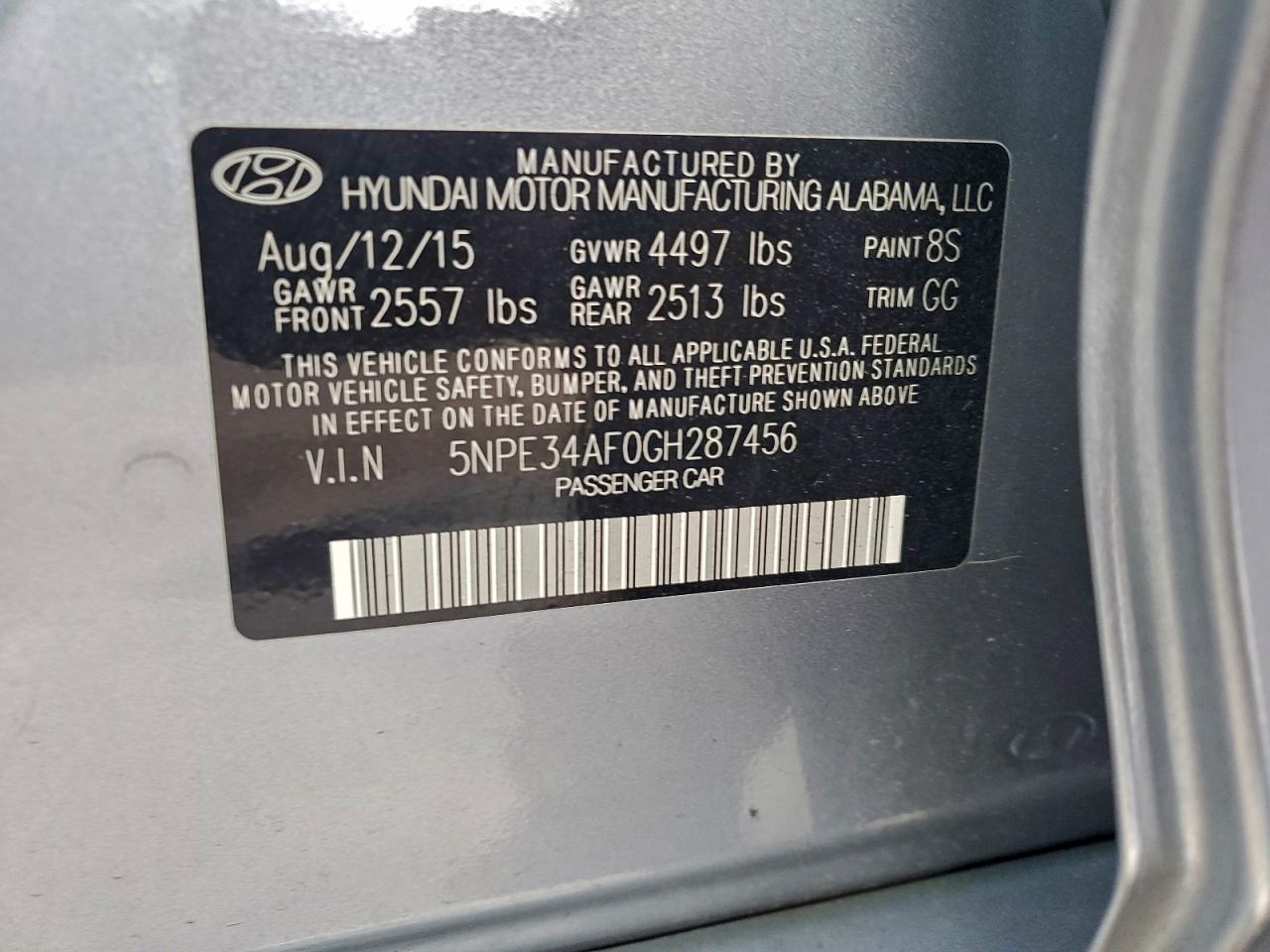 2016 Hyundai Sonata Sport VIN: 5NPE34AF0GH287456 Lot: 93510315