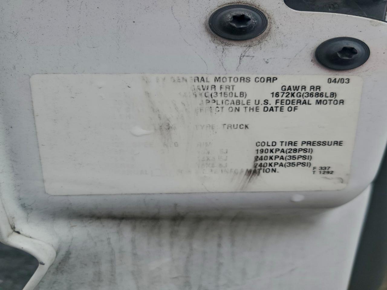 2003 Chevrolet Silverado C1500 VIN: 1GCEC14VX3Z311234 Lot: 94062915