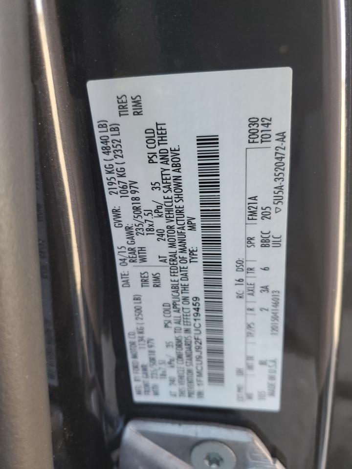 2015 Ford Escape Titanium VIN: 1FMCU9J92FUC19459 Lot: 91049145