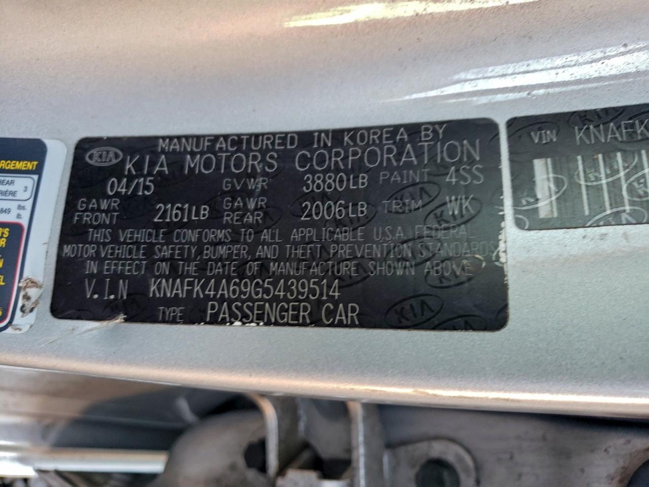 2016 Kia Forte Lx VIN: KNAFK4A69G5439514 Lot: 94474725