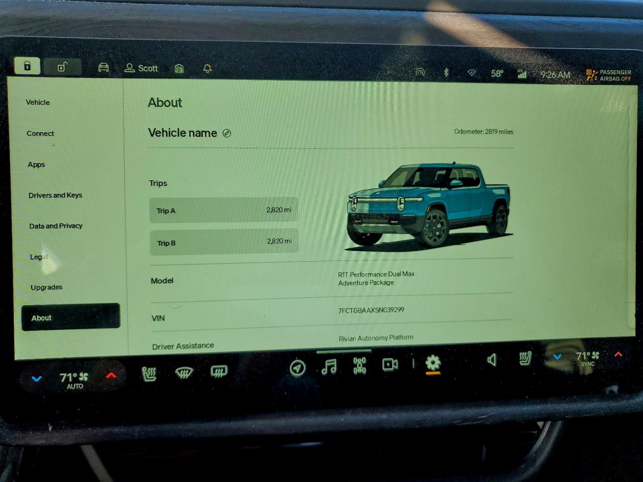 2025 Rivian R1T Adventure VIN: 7FCTGBAAXSN039299 Lot: 90844415