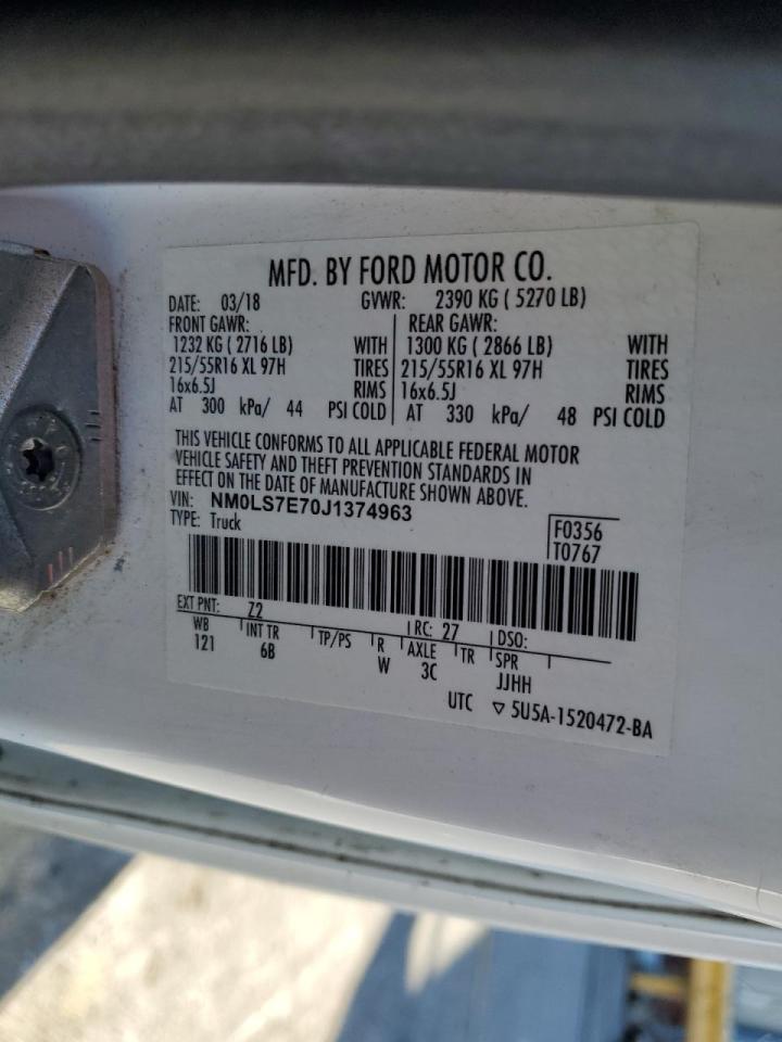 2018 Ford Transit Connect Utility / Service Van VIN: NM0LS7E70J1374963 Lot: 91885645