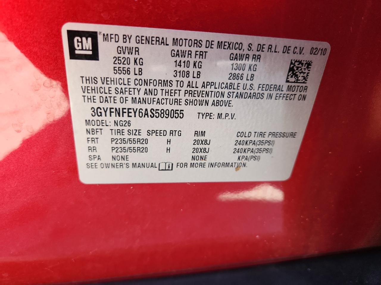 2010 Cadillac Srx Premium Collection VIN: 3GYFNFEY6AS589055 Lot: 92745175