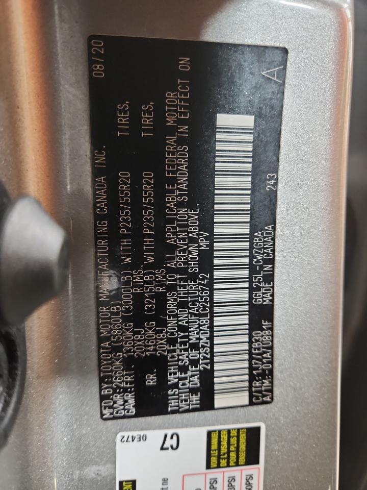 2020 Lexus Rx 350 F Sport VIN: 2T2SZMDA8LC256742 Lot: 91790205