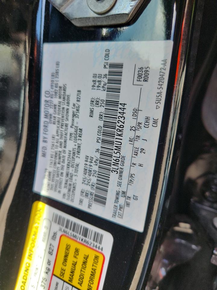 2019 Lincoln Mkz Reserve Ii VIN: 3LN6L5MU1KR623444 Lot: 92304445