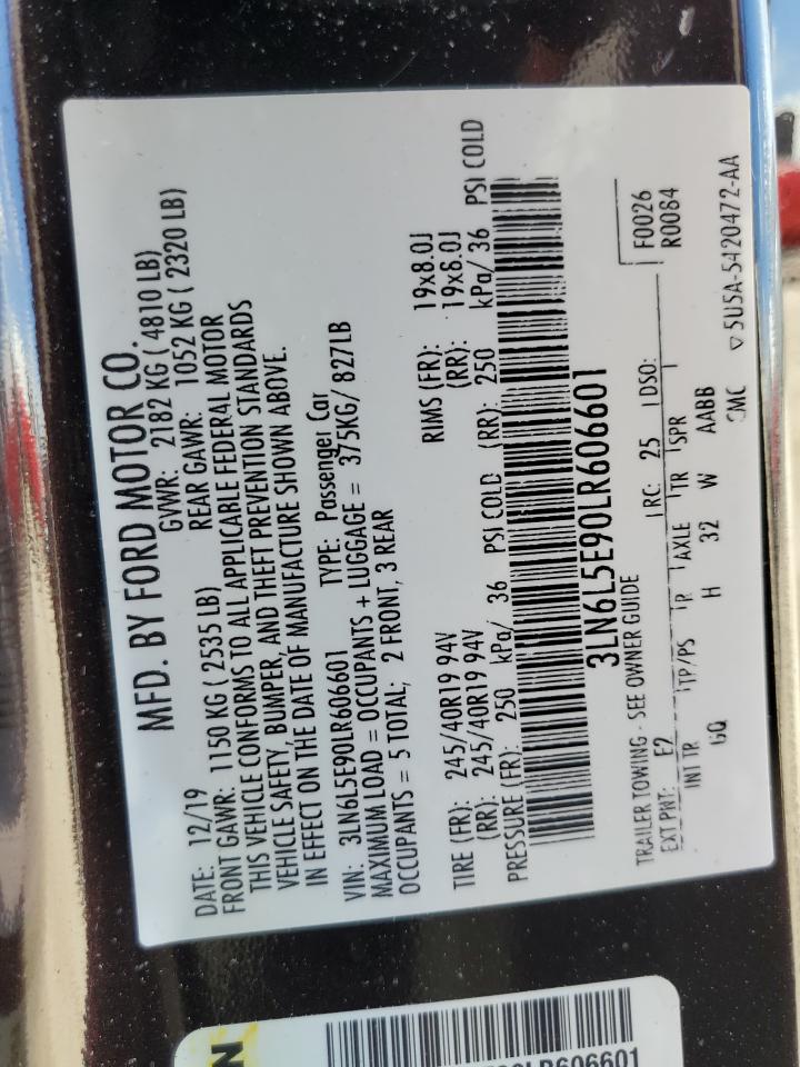 2020 Lincoln Mkz Reserve VIN: 3LN6L5E90LR606601 Lot: 92901775