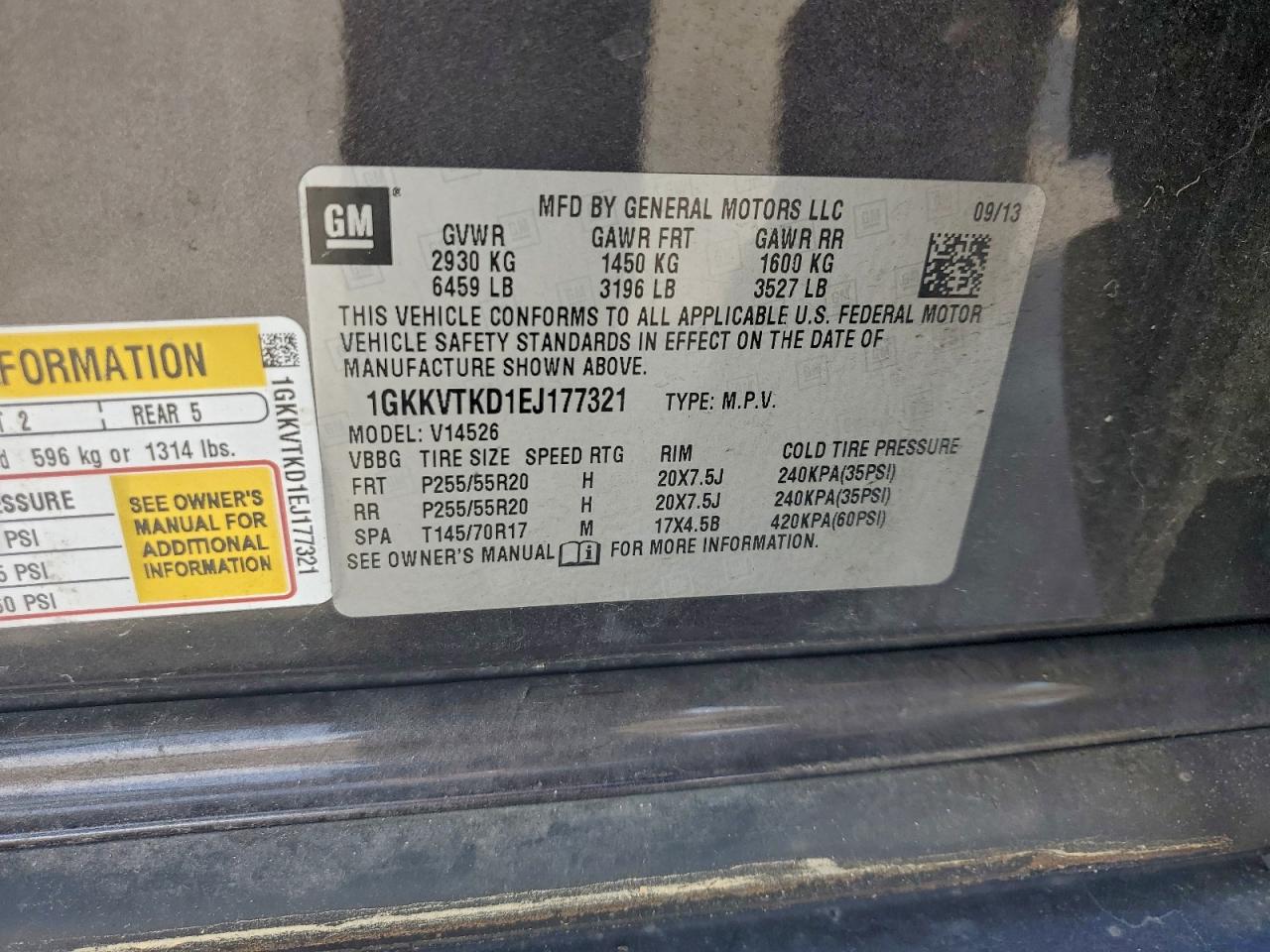 2014 GMC Acadia Denali VIN: 1GKKVTKD1EJ177321 Lot: 93742565