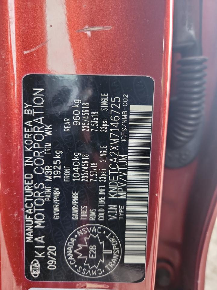 2021 Kia Seltos Sx VIN: KNDETCA2XM7146725 Lot: 91919125