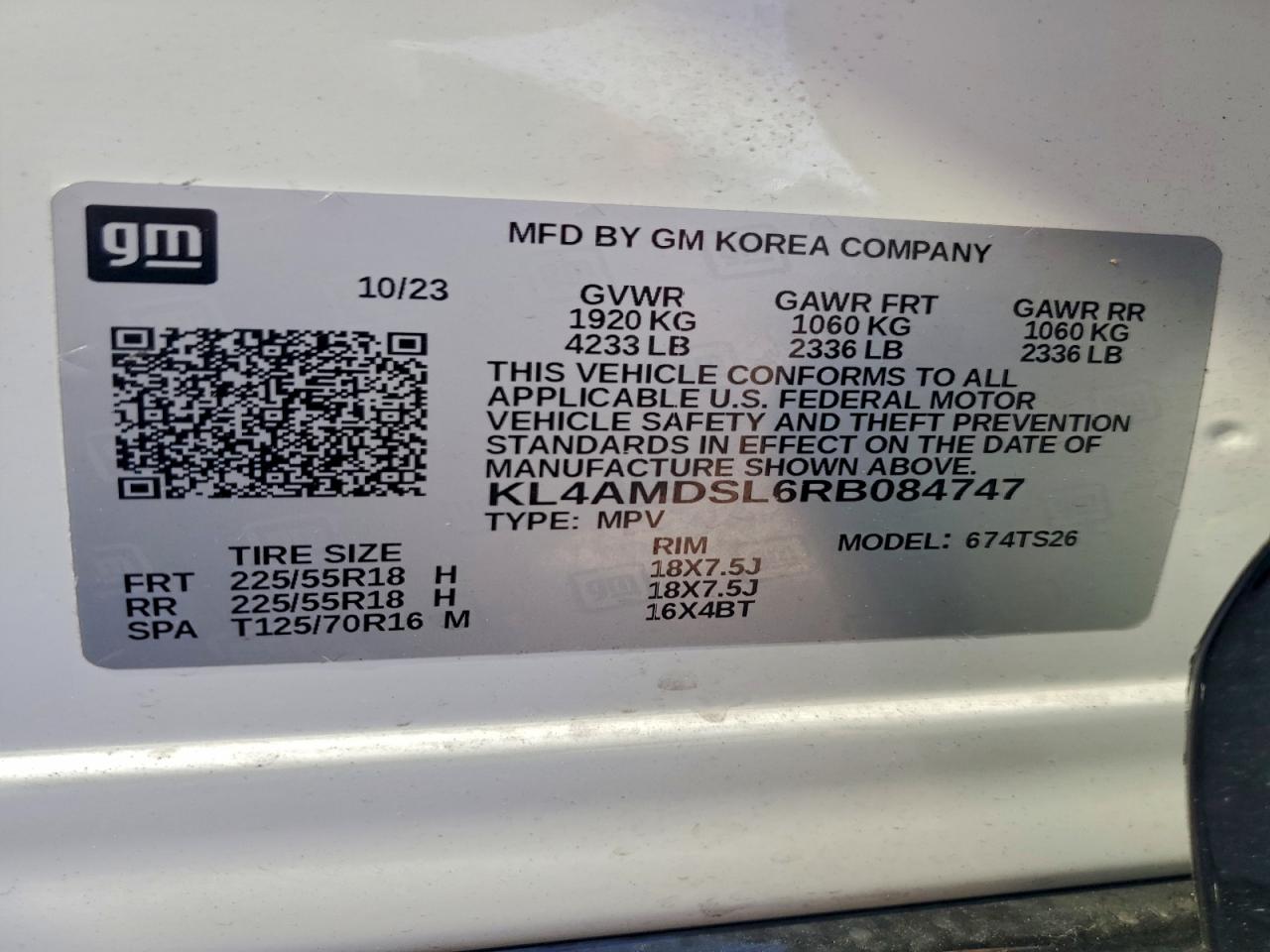 2024 Buick Encore Gx Sport Touring VIN: KL4AMDSL6RB084747 Lot: 92891565