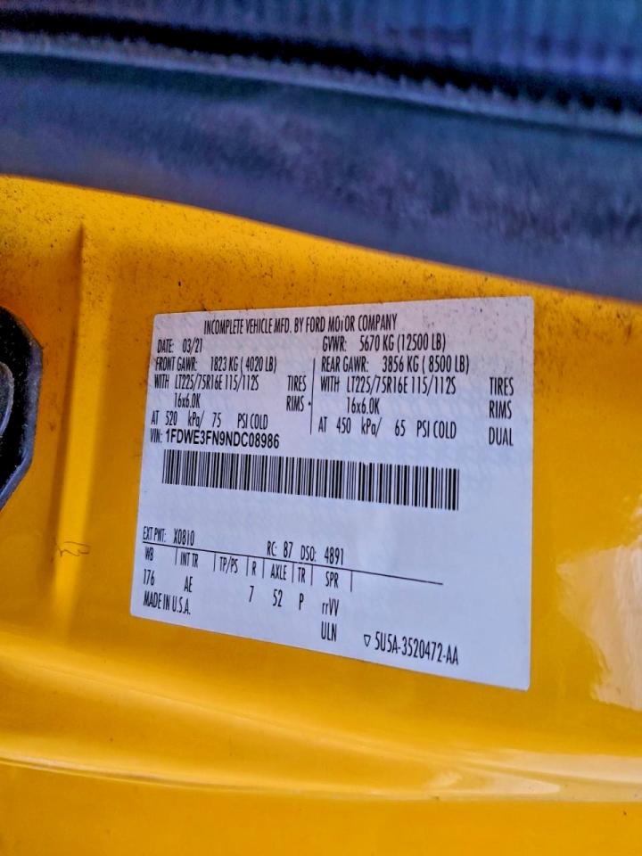 2022 Ford E350 Box Truck VIN: 1FDWE3FN9NDC08986 Lot: 92044405