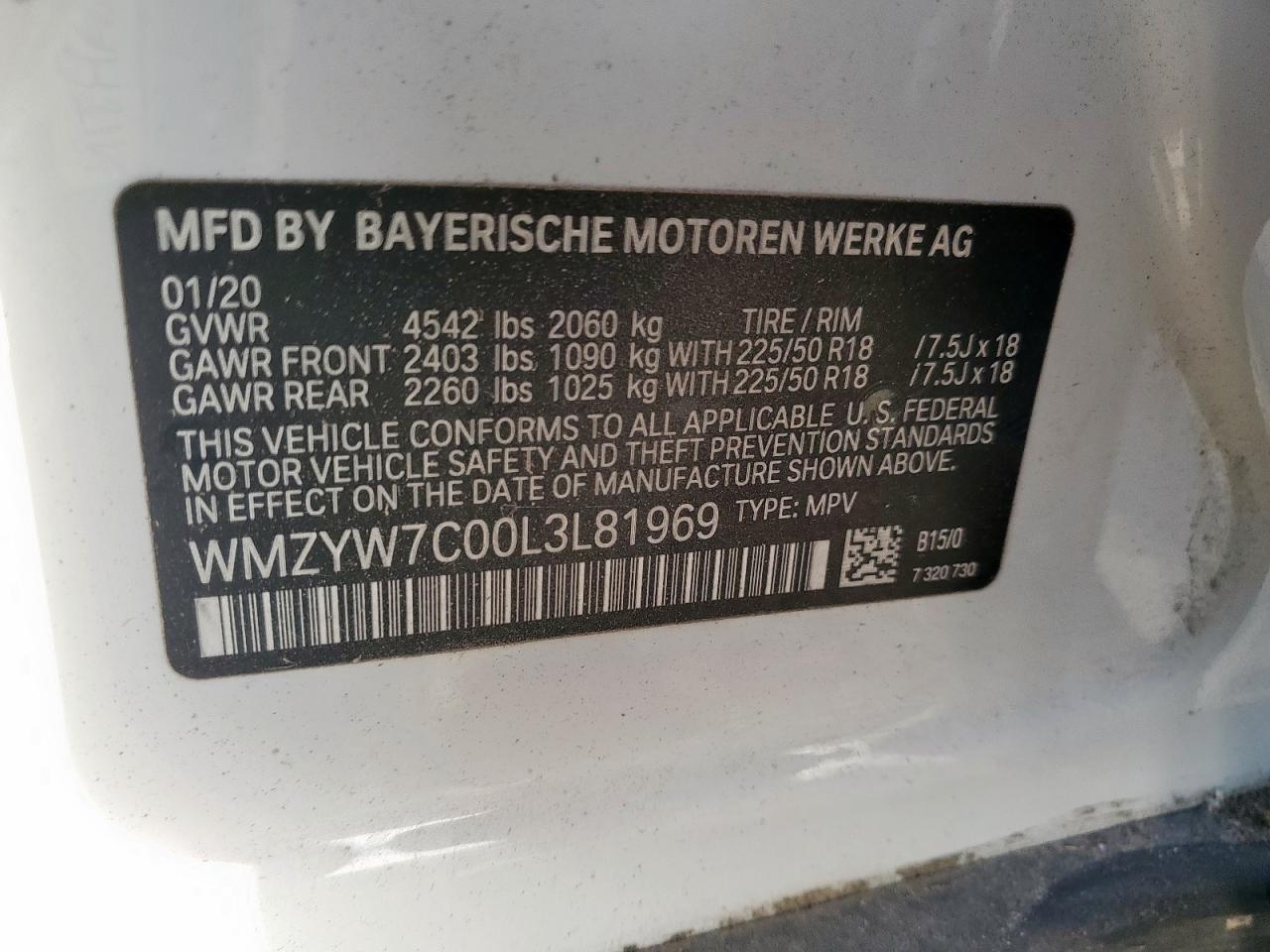 2020 Mini Cooper S Countryman VIN: WMZYW7C00L3L81969 Lot: 92296165