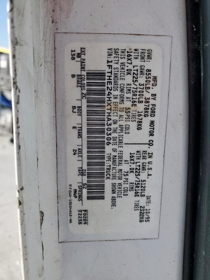 1996 Ford Econoline E250 Van VIN: 1FTHE24HXTHA30306 Lot: 93326145