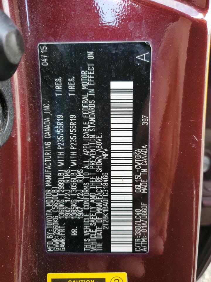 2015 Lexus Rx 350 Base VIN: 2T2BK1BA0FC318466 Lot: 90449895