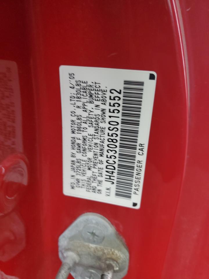 2005 Acura Rsx Type-S VIN: JH4DC53085S015552 Lot: 92688965