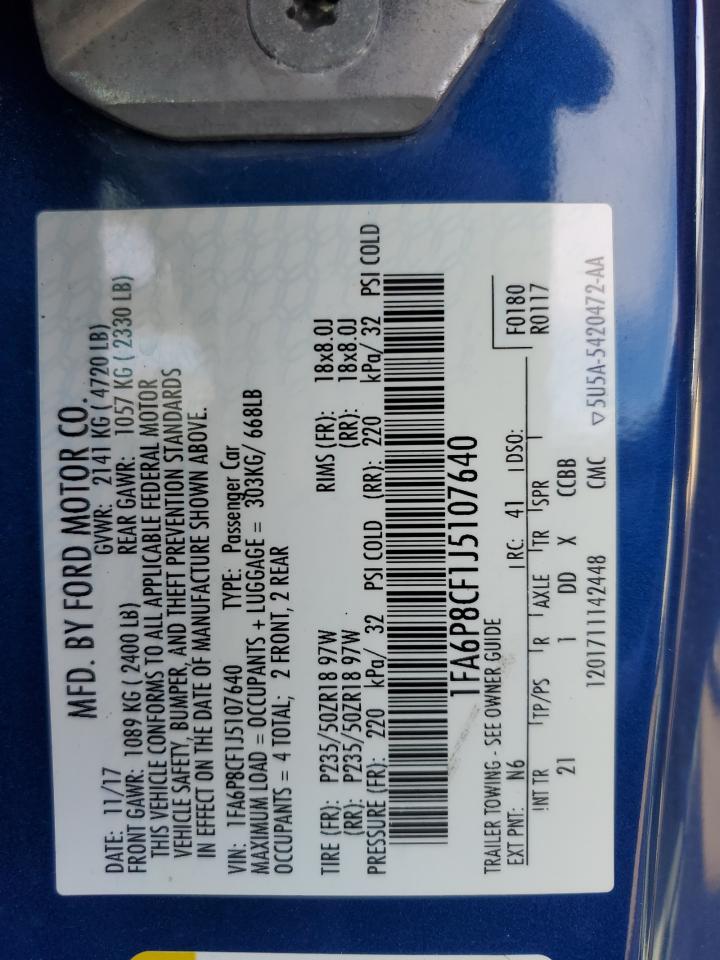 2018 Ford Mustang Gt VIN: 1FA6P8CF1J5107640 Lot: 90703275