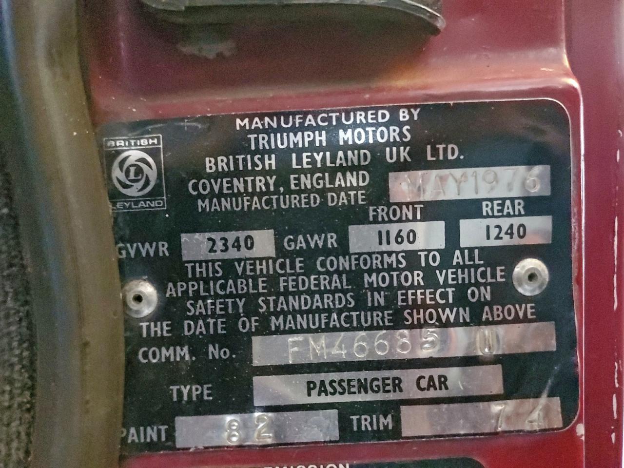 1976 Fiat Uk VIN: FM46685U Lot: 93799375