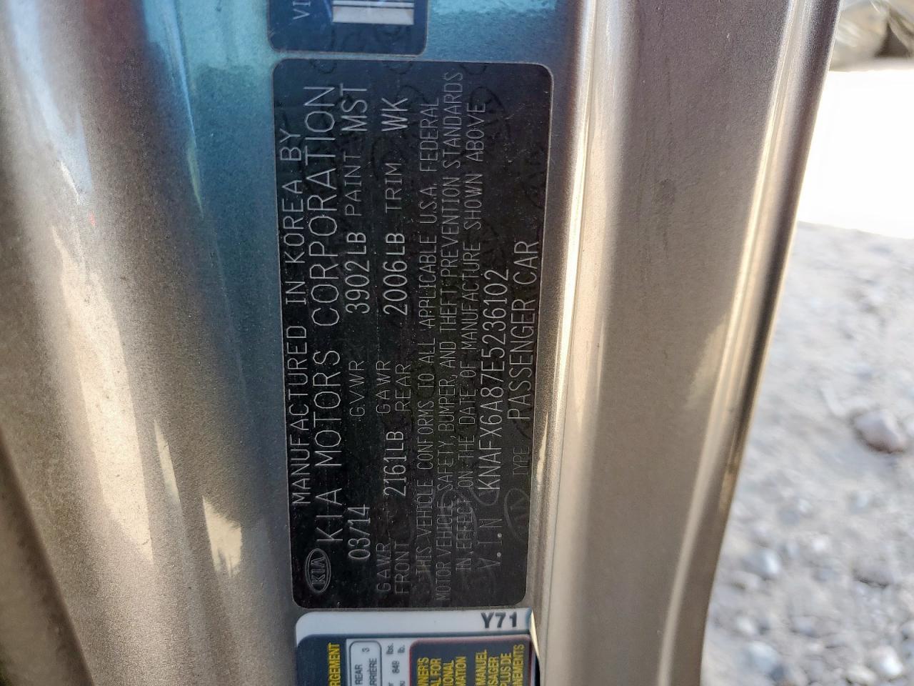 2014 Kia Forte Ex VIN: KNAFX6A87E5236102 Lot: 91937035