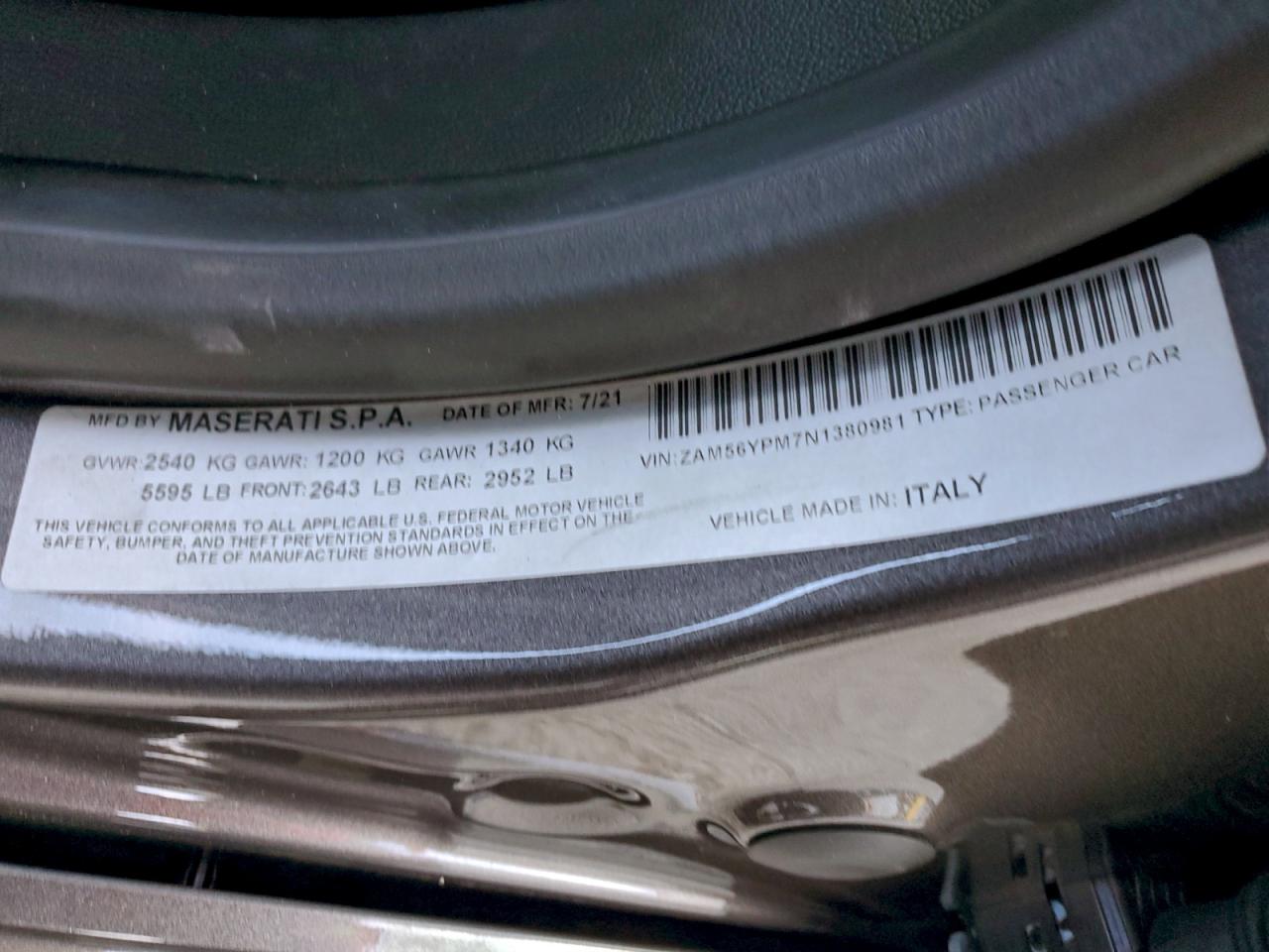 2022 Maserati Quattroporte Modena VIN: ZAM56YPM7N1380981 Lot: 94910755