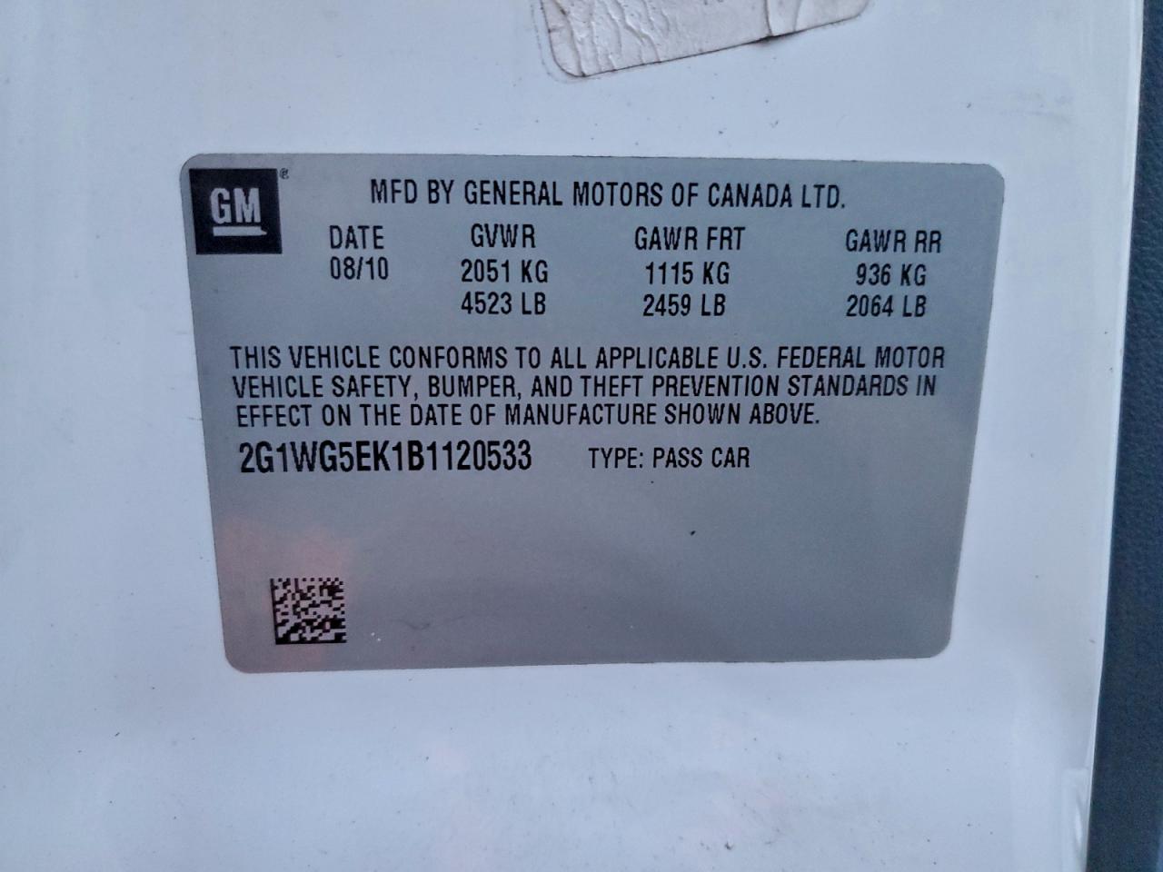 2011 Chevrolet Impala Lt VIN: 2G1WG5EK1B1120533 Lot: 93635505