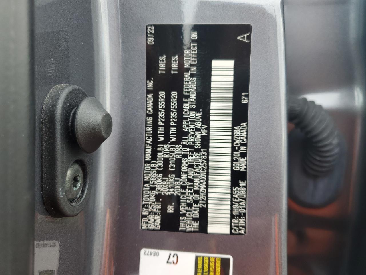 2022 Lexus Rx 350 VIN: 2T2HZMAAXNC257831 Lot: 91198595