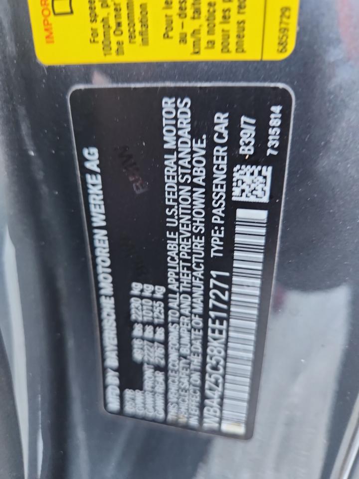 2019 BMW 440I VIN: WBA4Z5C58KEE17271 Lot: 93411595