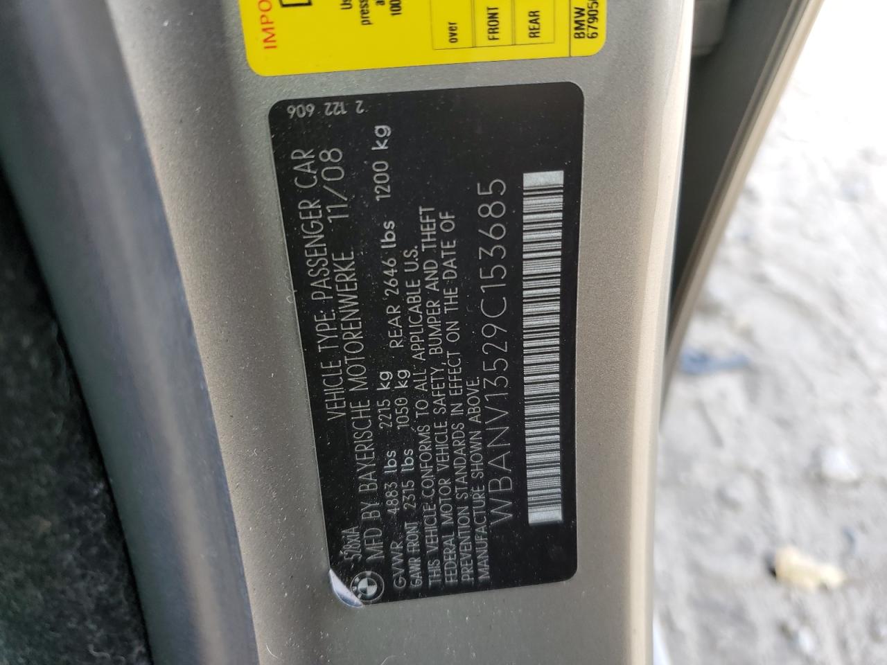 2009 BMW 528 Xi VIN: WBANV13529C153685 Lot: 91880385