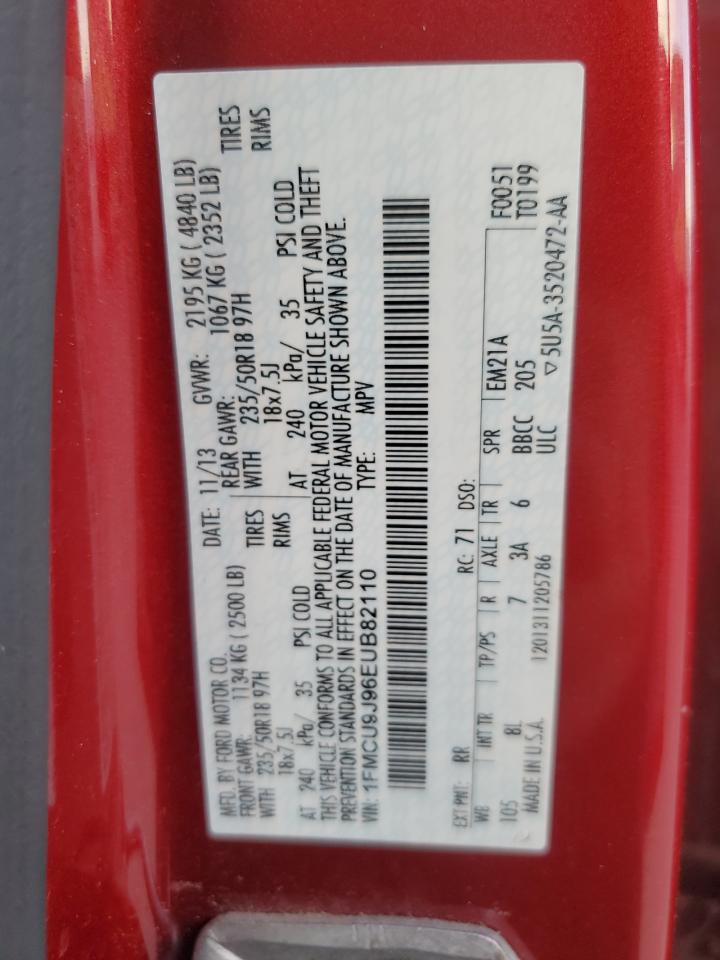 2014 Ford Escape Titanium VIN: 1FMCU9J96EUB82110 Lot: 93643435