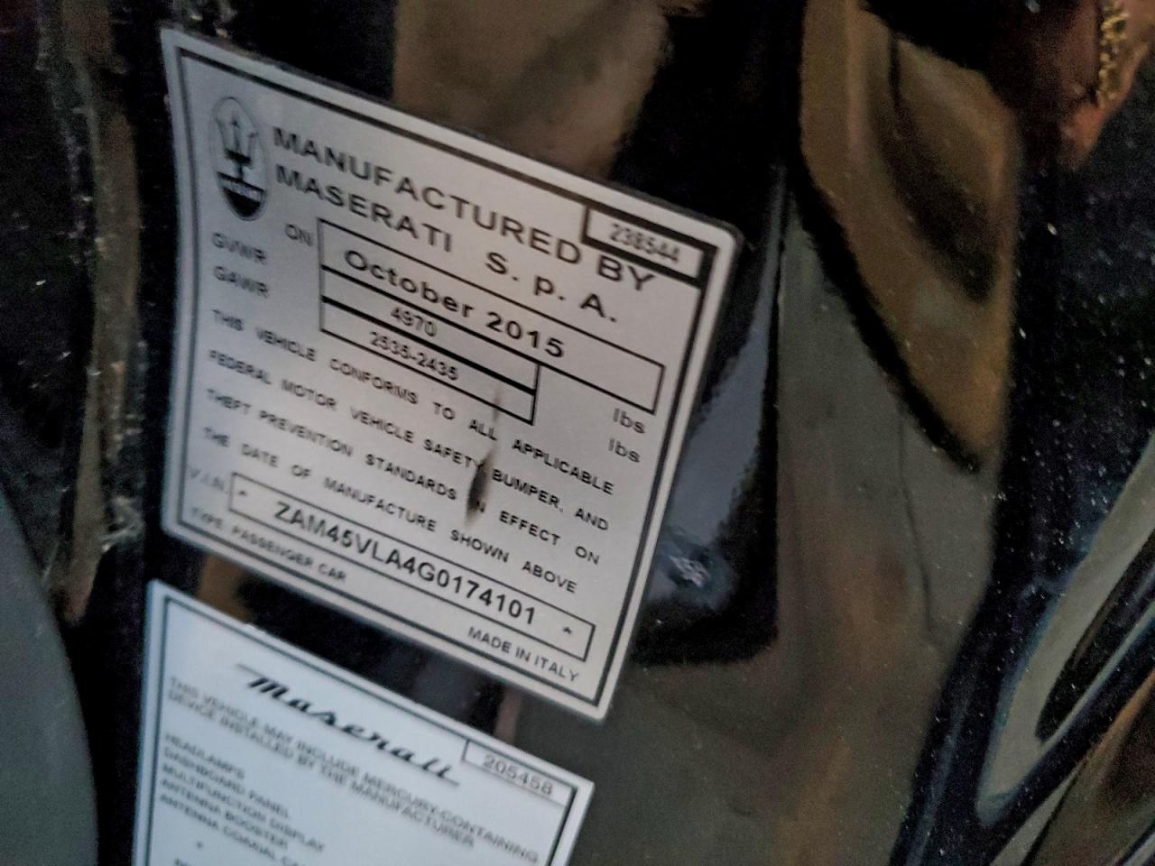 2016 Maserati Granturismo S VIN: ZAM45VLA4G0174101 Lot: 93977565