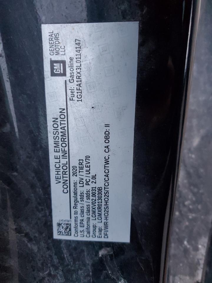 2020 Chevrolet Camaro Ls VIN: 1G1FA1RX3L0114147 Lot: 91879445