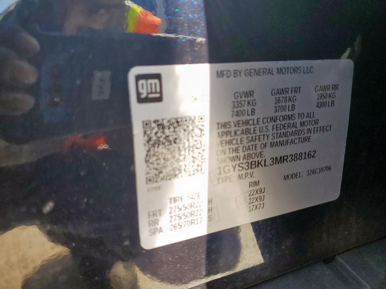 2021 Cadillac Escalade Premium Luxury VIN: 1GYS3BKL3MR388162 Lot: 91988335