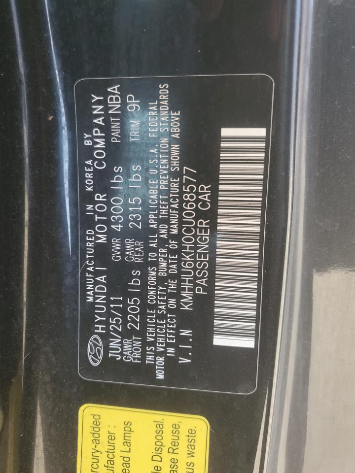 2012 Hyundai Genesis Coupe 3.8L VIN: KMHHU6KH0CU068577 Lot: 92012095