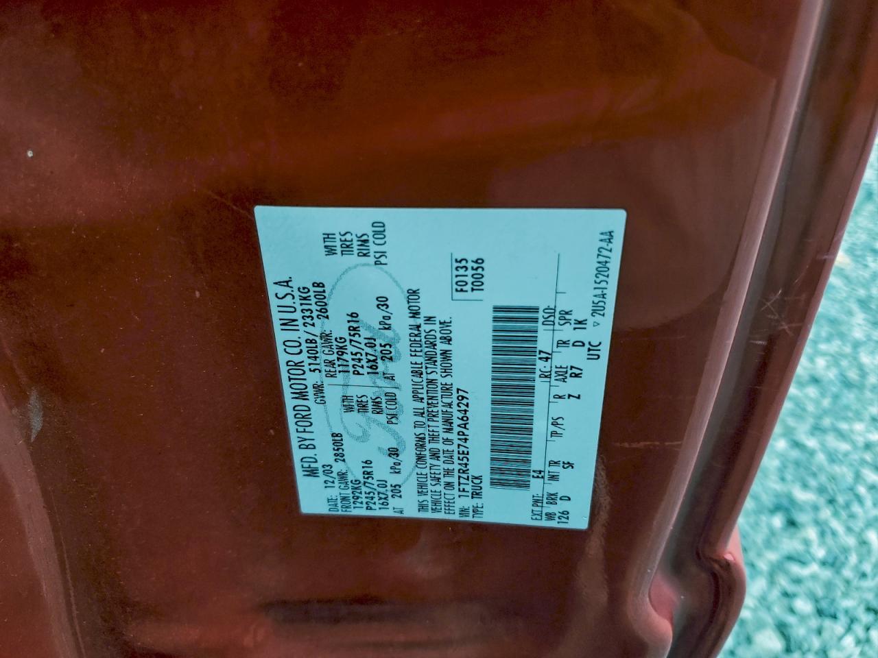 2004 Ford Ranger Super Cab VIN: 1FTZR45E74PA64297 Lot: 93603585