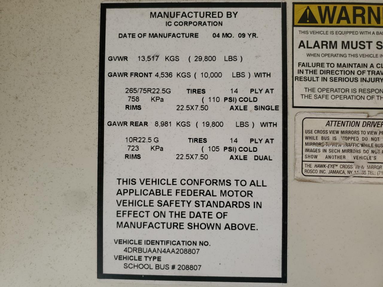 2010 Ic Corporation 3000 Ce VIN: 4DRBUAAN4AA208807 Lot: 91496265
