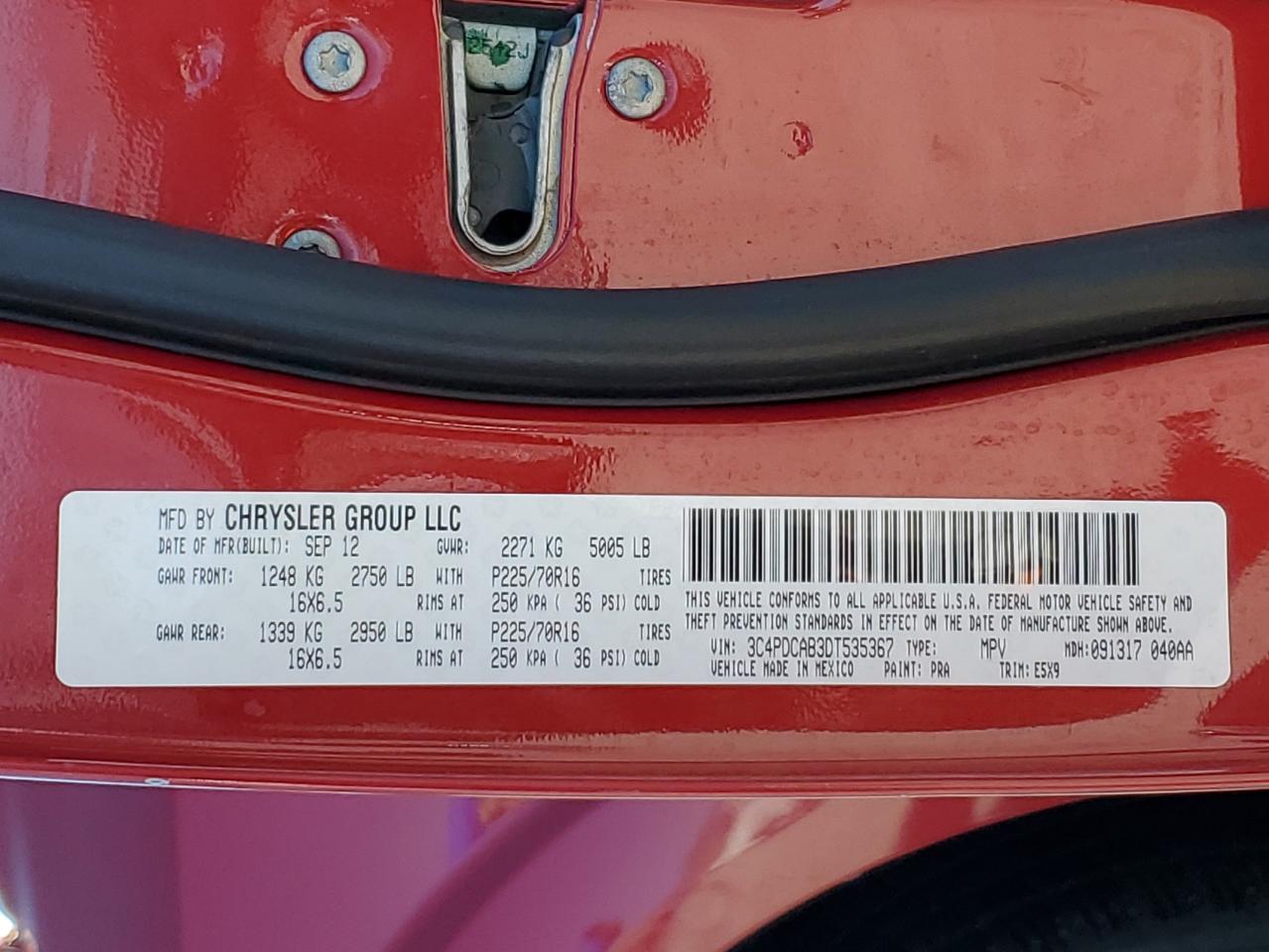 2013 Dodge Journey Se VIN: 3C4PDCAB3DT535367 Lot: 92039355