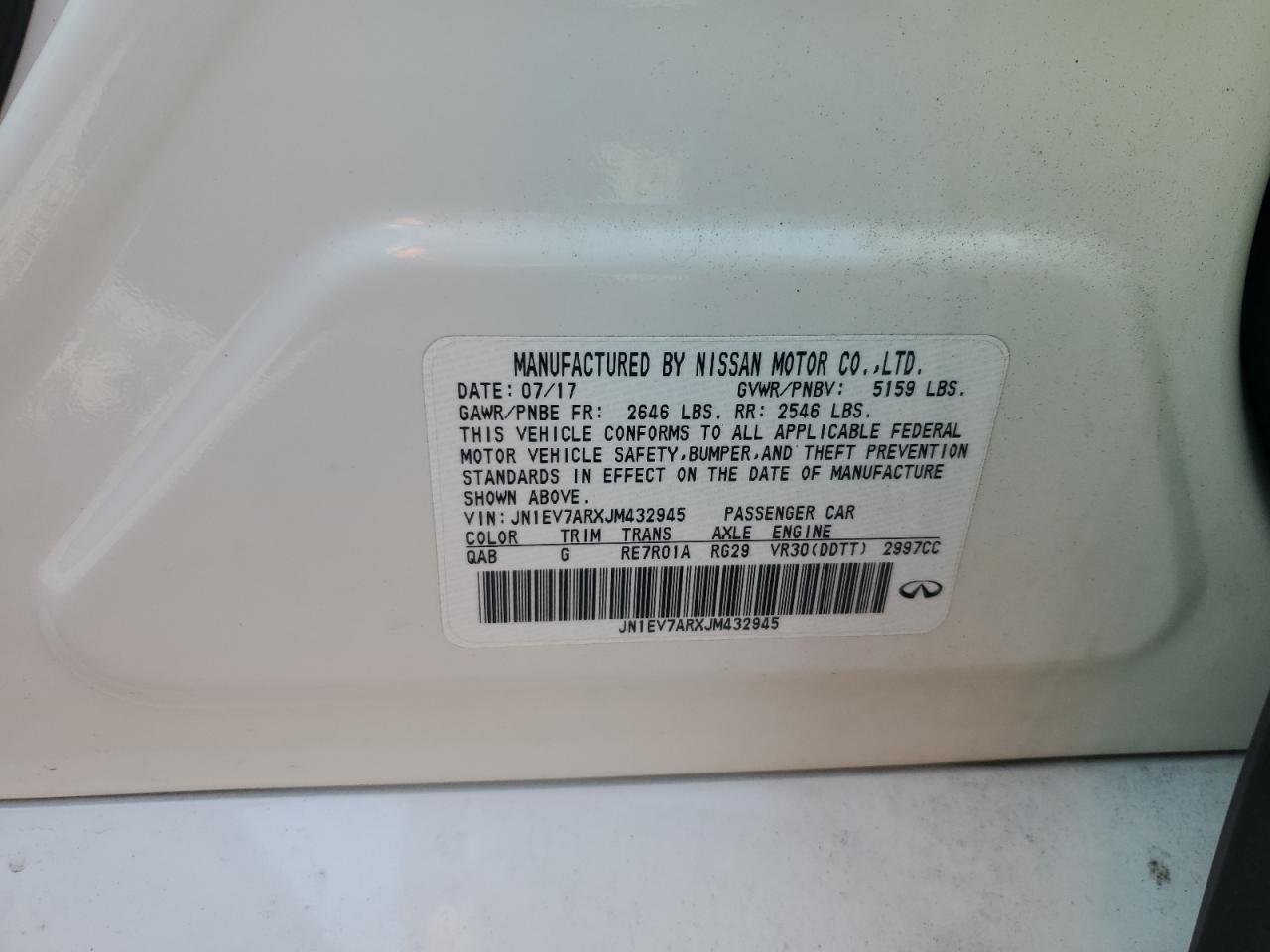 2018 Infiniti Q50 Luxe VIN: JN1EV7ARXJM432945 Lot: 91102135