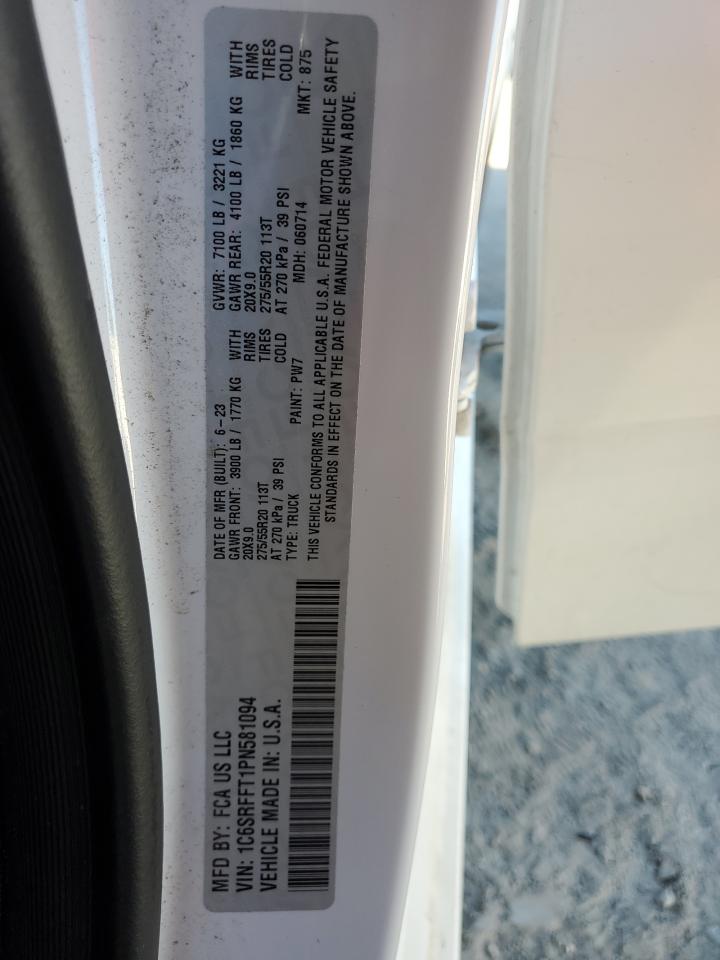 2023 Ram 1500 Big Horn/Lone Star VIN: 1C6SRFFT1PN581094 Lot: 90127625