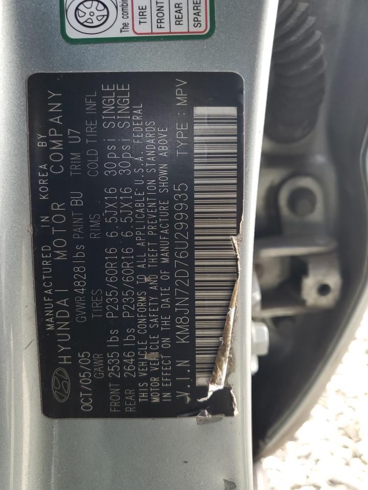 2006 Hyundai Tucson Gls VIN: KM8JN72D76U299935 Lot: 93288495