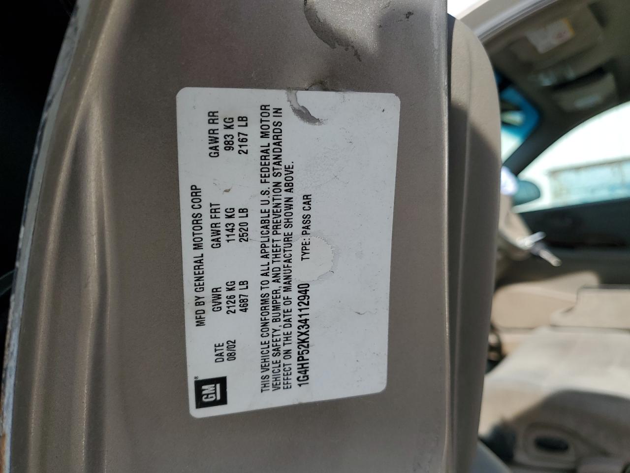 2003 Buick Lesabre Custom VIN: 1G4HP52KX34112940 Lot: 91192475