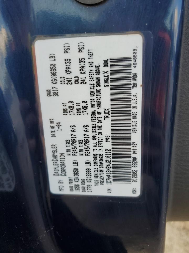 2004 Dodge Ram 1500 St VIN: 1D7HA18N24J210112 Lot: 91274285