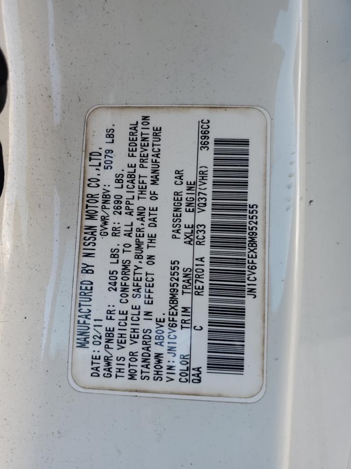 2011 Infiniti G37 Base VIN: JN1CV6FEXBM952555 Lot: 91643465