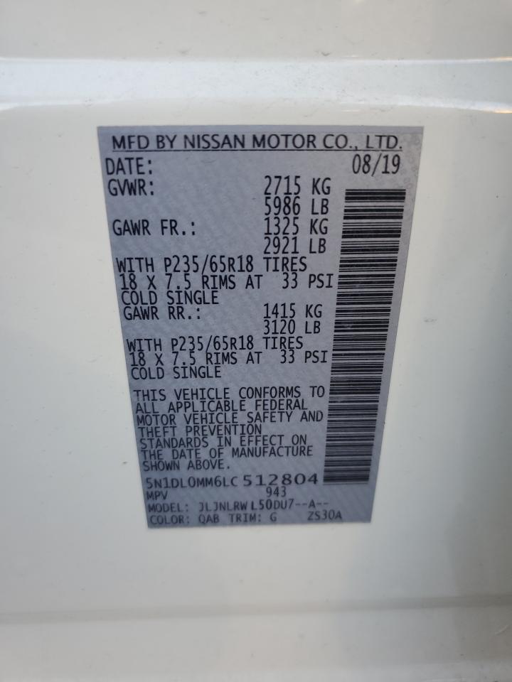 2020 Infiniti Qx60 Luxe VIN: 5N1DL0MM6LC512804 Lot: 92281415