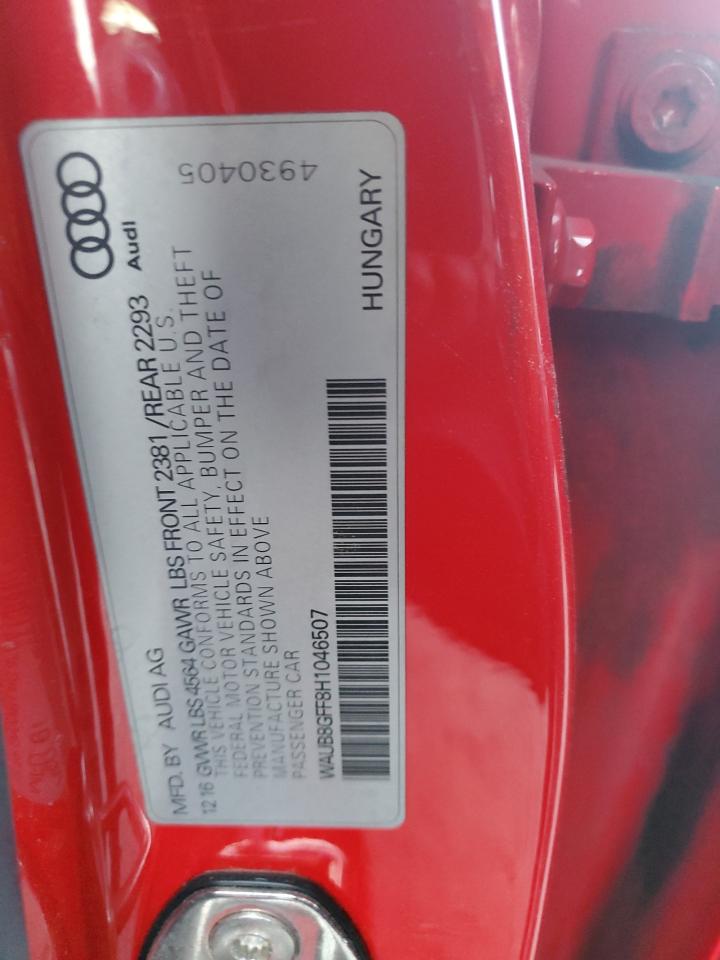 2017 Audi A3 Premium VIN: WAUB8GFF8H1046507 Lot: 91686405