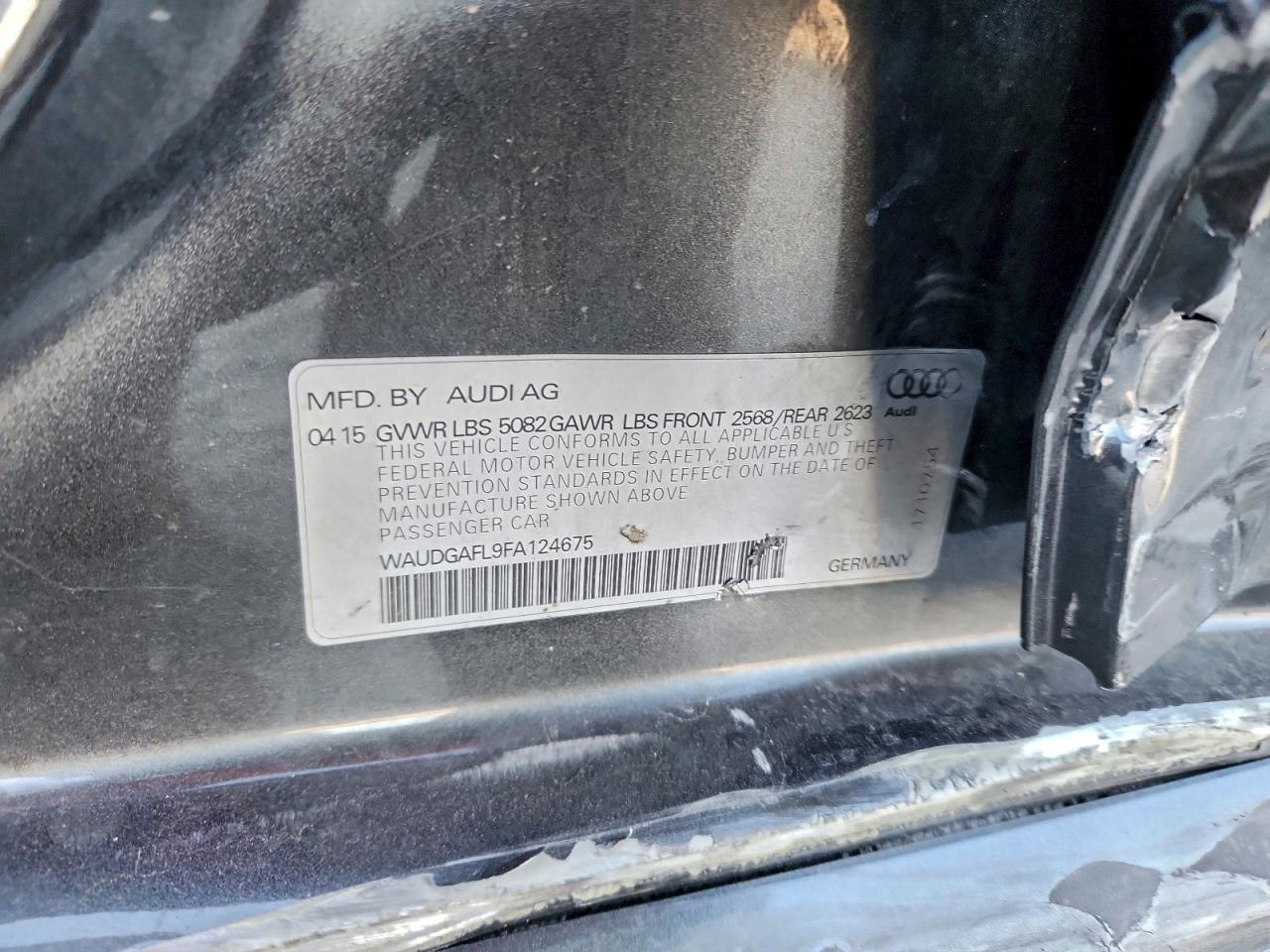 2015 Audi S4 Premium Plus VIN: WAUDGAFL9FA124675 Lot: 92717335