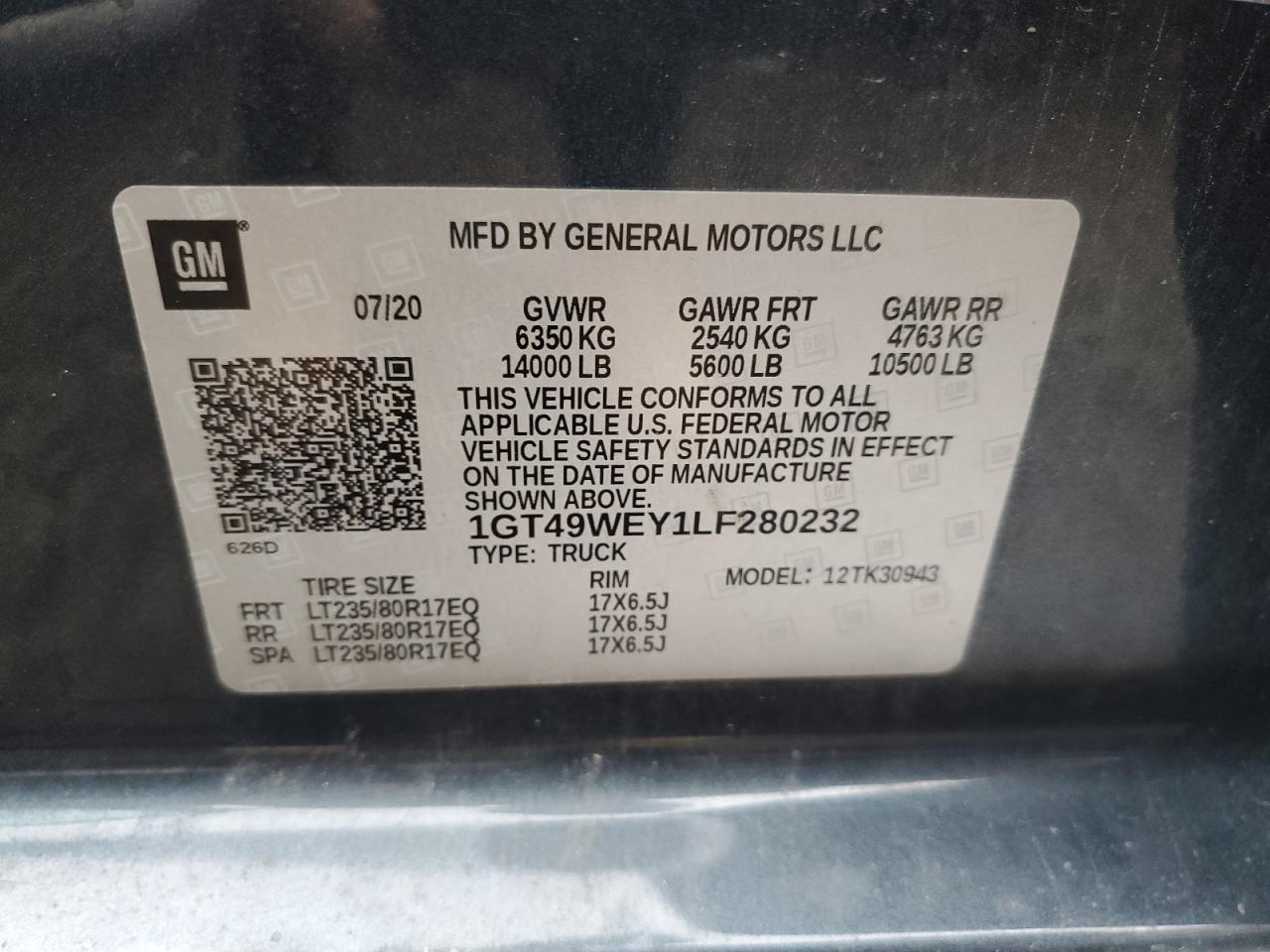 2020 GMC Sierra Truck Cab And Chassis VIN: 1GT49WEY1LF280232 Lot: 91850145