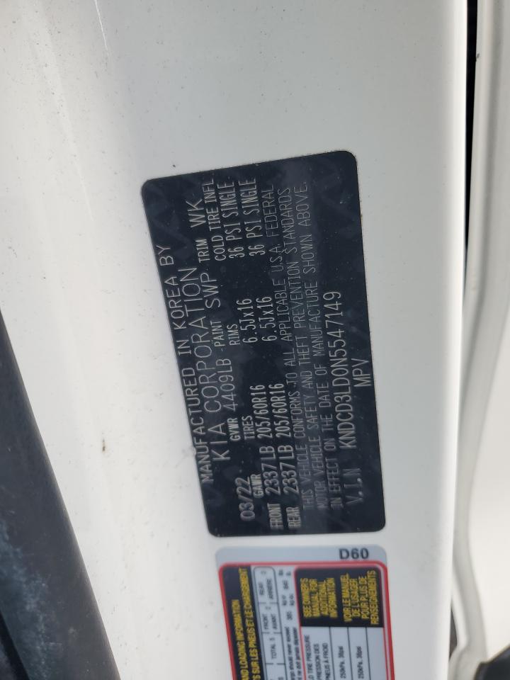 2022 Kia Niro Ex VIN: KNDCD3LD0N5547149 Lot: 92180495