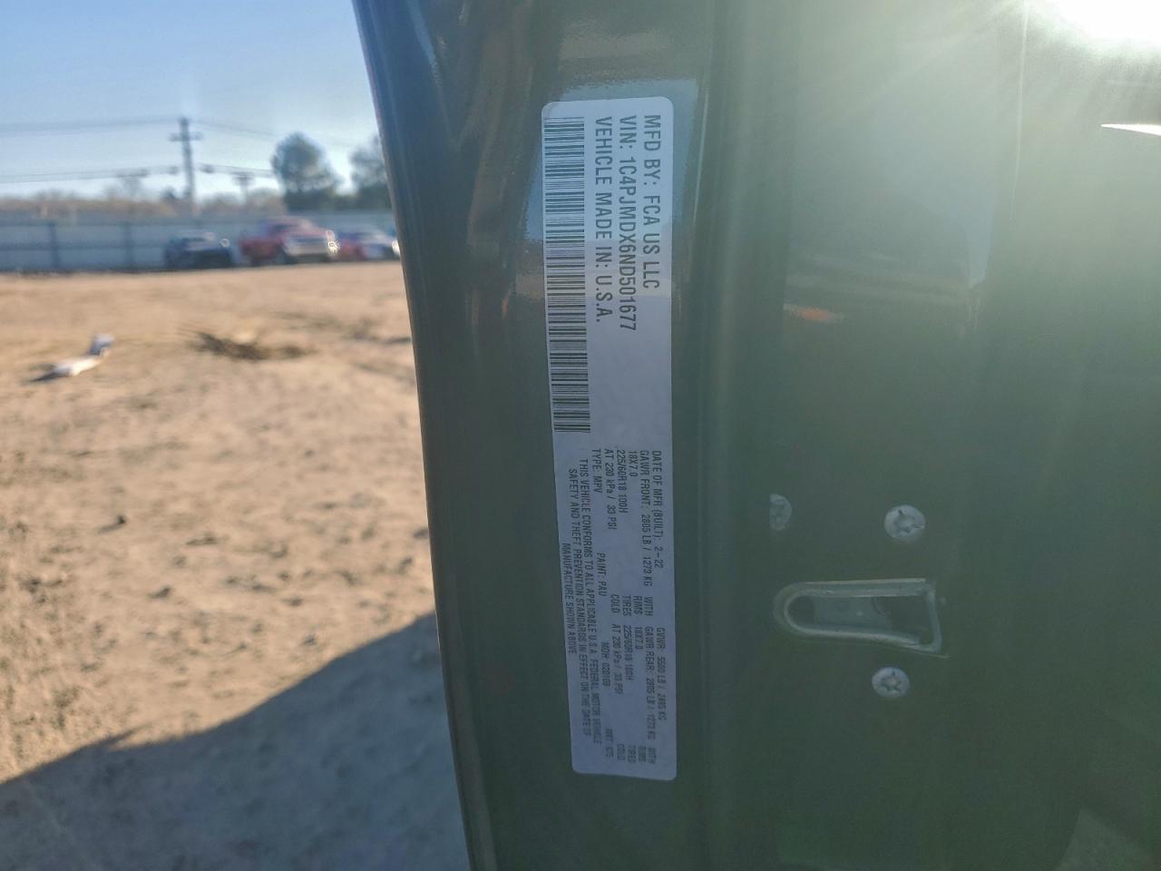 2022 Jeep Cherokee Limited VIN: 1C4PJMDX6ND501677 Lot: 94635445