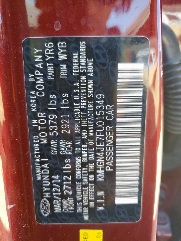 2015 Hyundai Genesis 3.8L VIN: KMHGN4JE7FU015349 Lot: 91391675